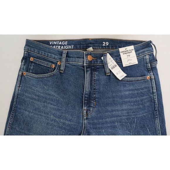 J.Crew BA610 Women's Sz 29 Blue 9" Mid-Rise Vintage Slim Straight Jeans $128 - Picture 4 of 5